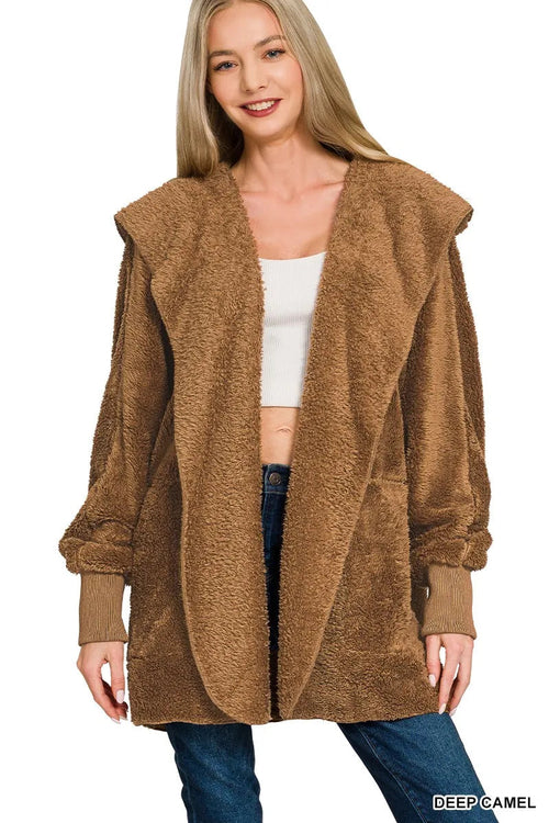 HYSOVA Hooded Faux Fur Jacket with Pockets