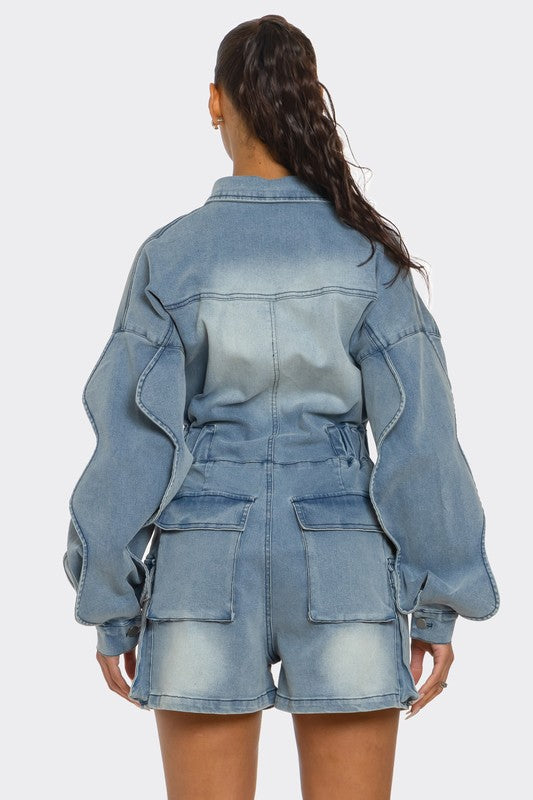 HYSOVA Sculpted Edge Denim Romper