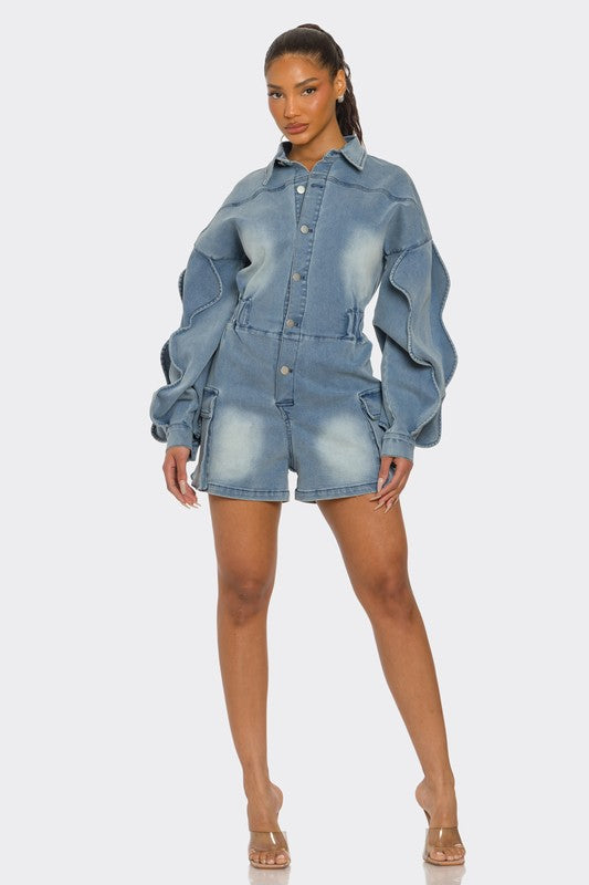 HYSOVA Sculpted Edge Denim Romper