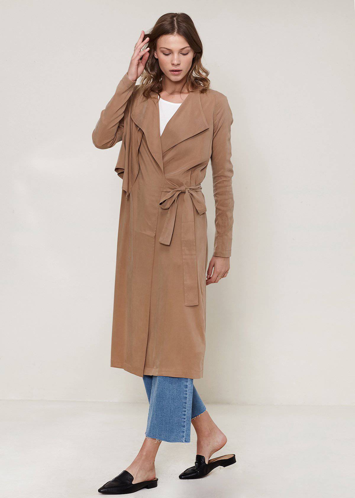 HYSOVA Wrap Trench Coat In Sand