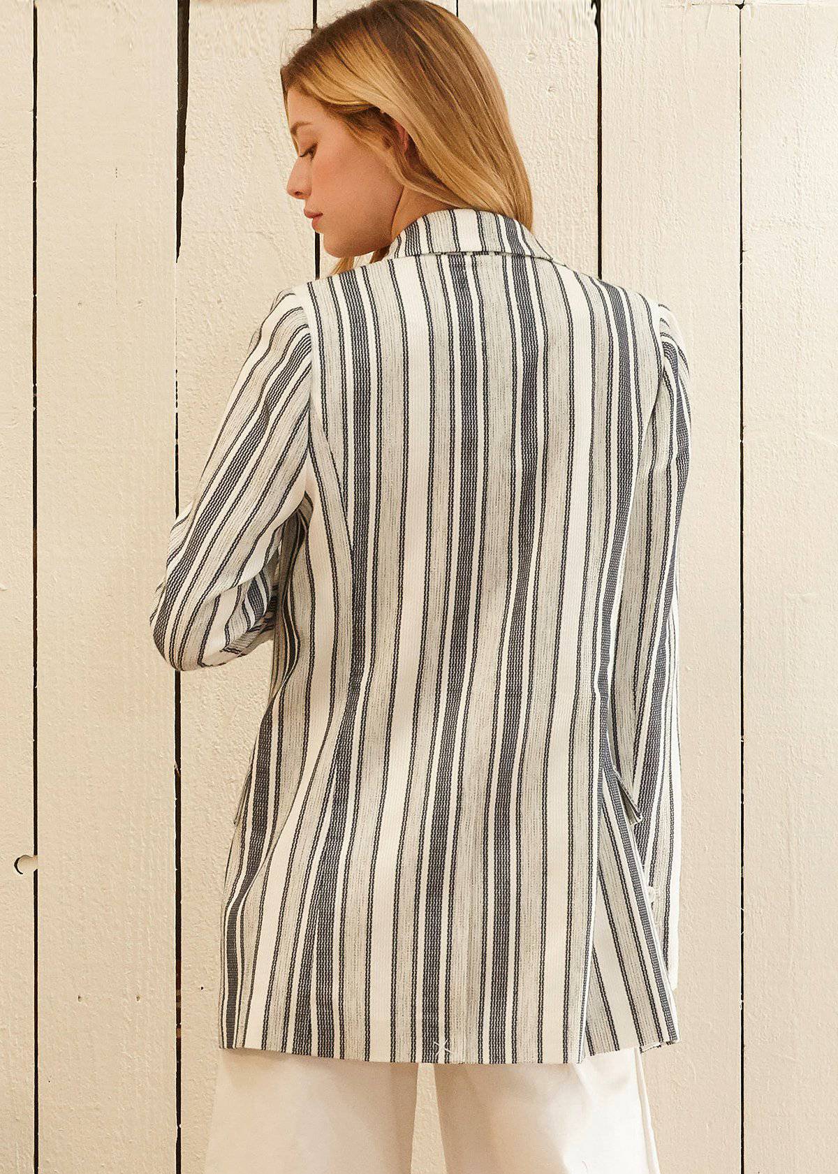 HYSOVA Stripe Blazer in Blue White
