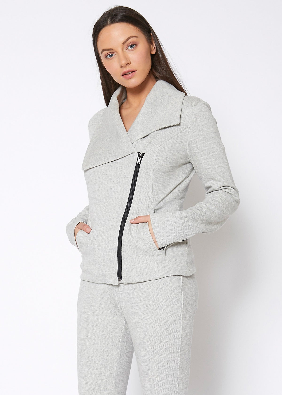 HYSOVA Moto Jacket In Heather Grey
