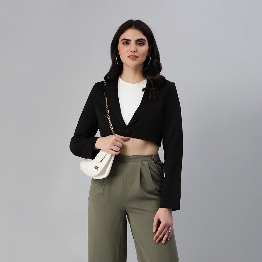 HYSOVA Cropped Tailored Blazer