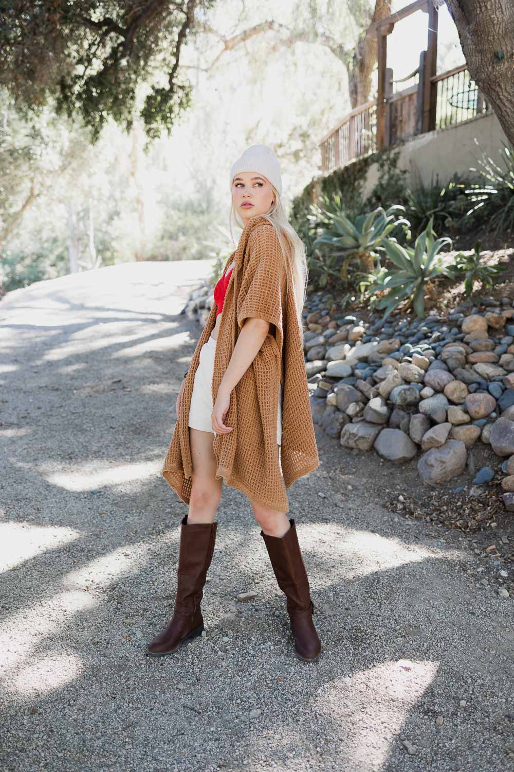 HYSOVA Cozy Soft Waffle Hooded Ruana