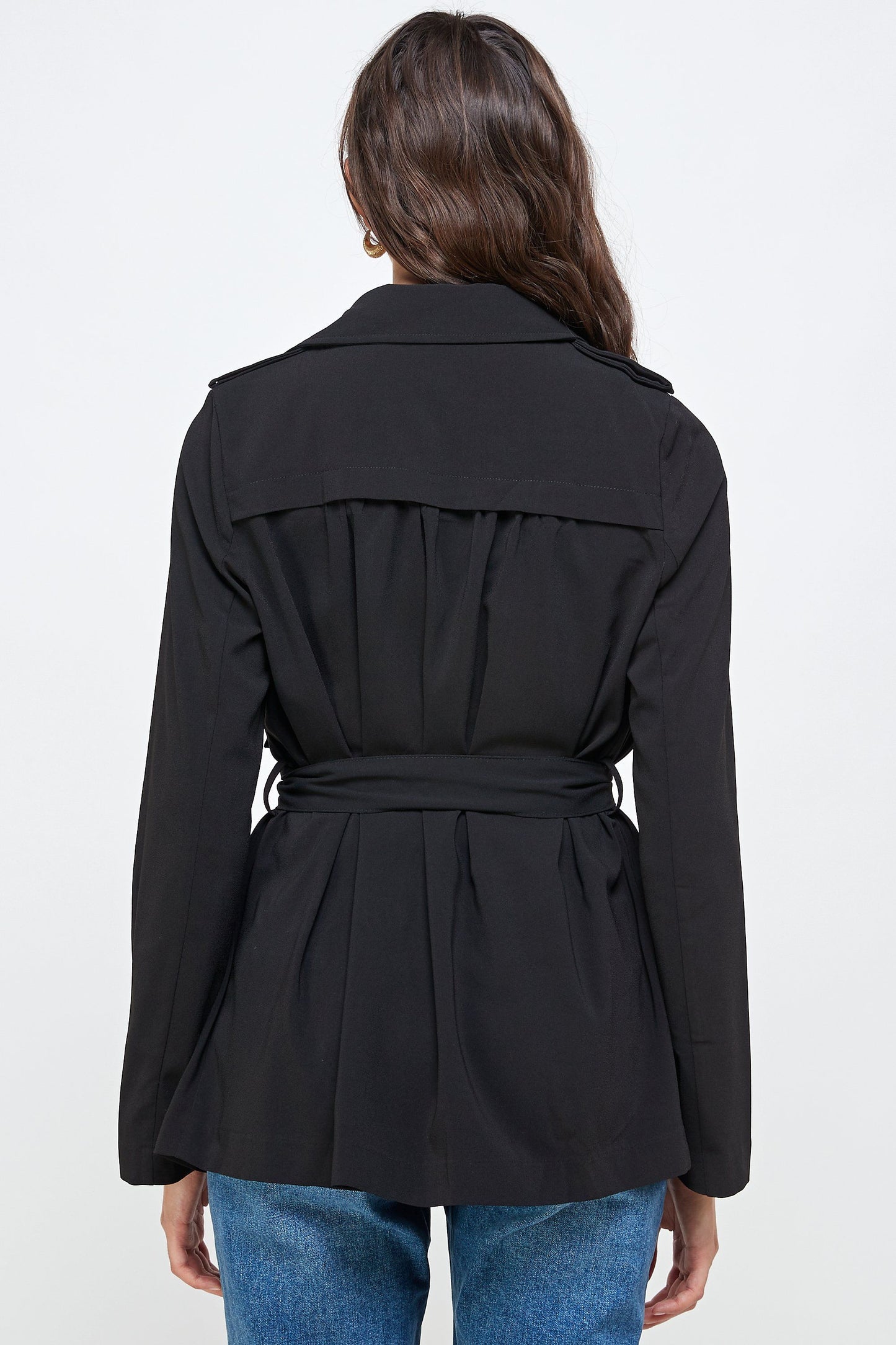 HYSOVA Draped Collar Trench Coat