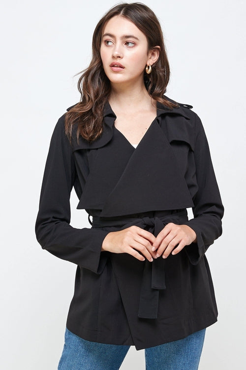 HYSOVA Draped Collar Trench Coat