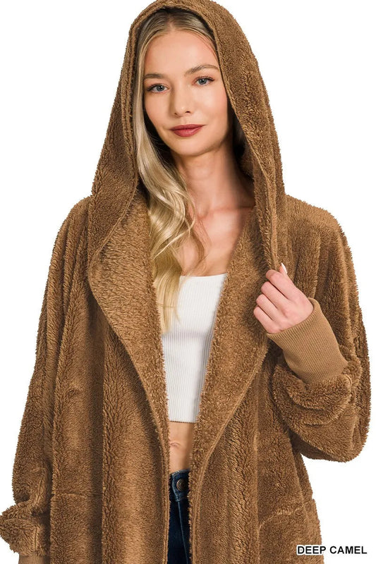 HYSOVA Hooded Faux Fur Jacket with Pockets