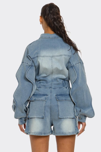 HYSOVA Sculpted Edge Denim Romper