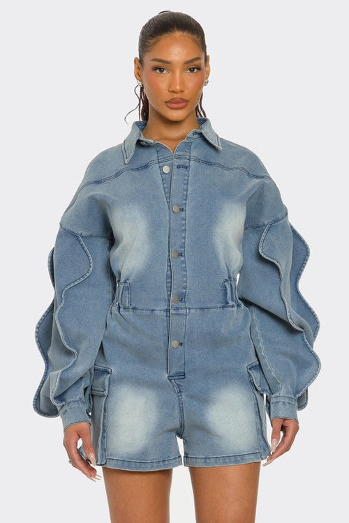 HYSOVA Sculpted Edge Denim Romper