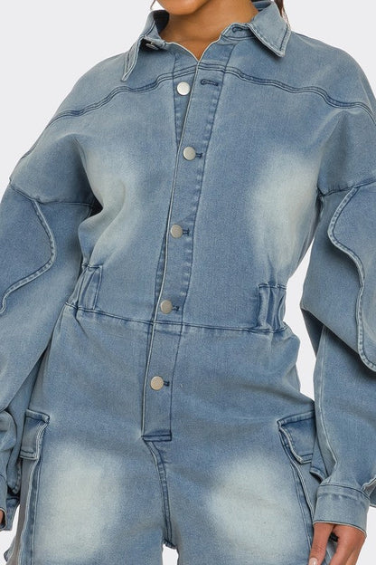 HYSOVA Sculpted Edge Denim Romper