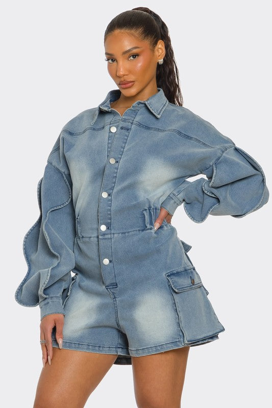 HYSOVA Sculpted Edge Denim Romper