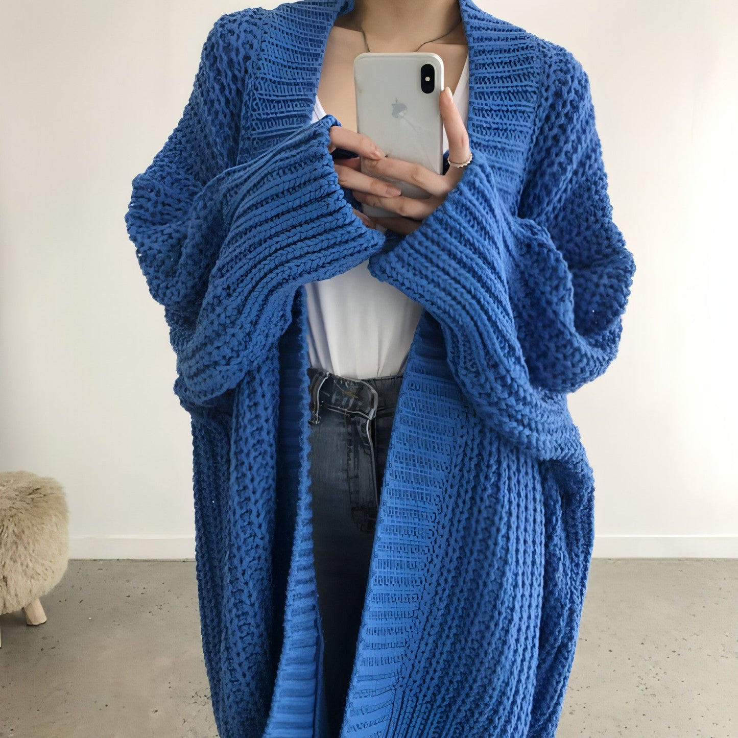 HYSOVA Retro Lazy Coat Loose Mid-length Sweater Jacket Women