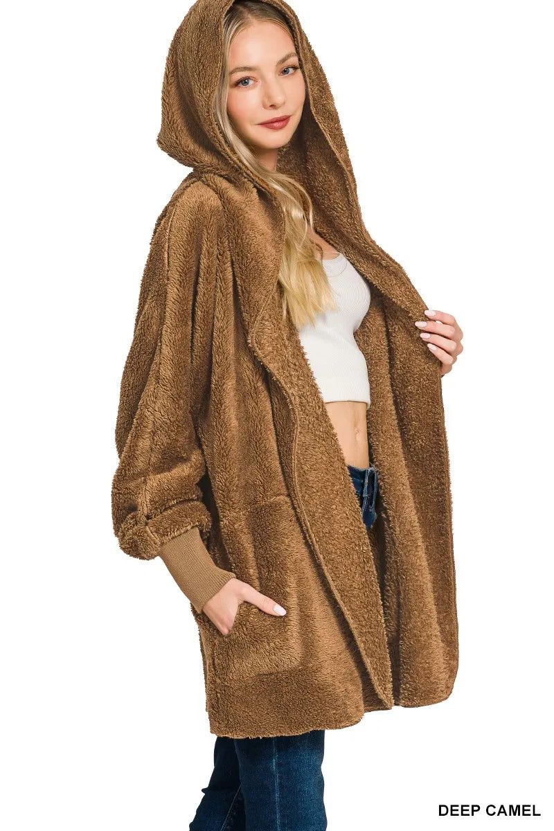 HYSOVA Hooded Faux Fur Jacket with Pockets