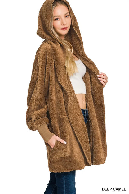 HYSOVA Hooded Faux Fur Jacket with Pockets