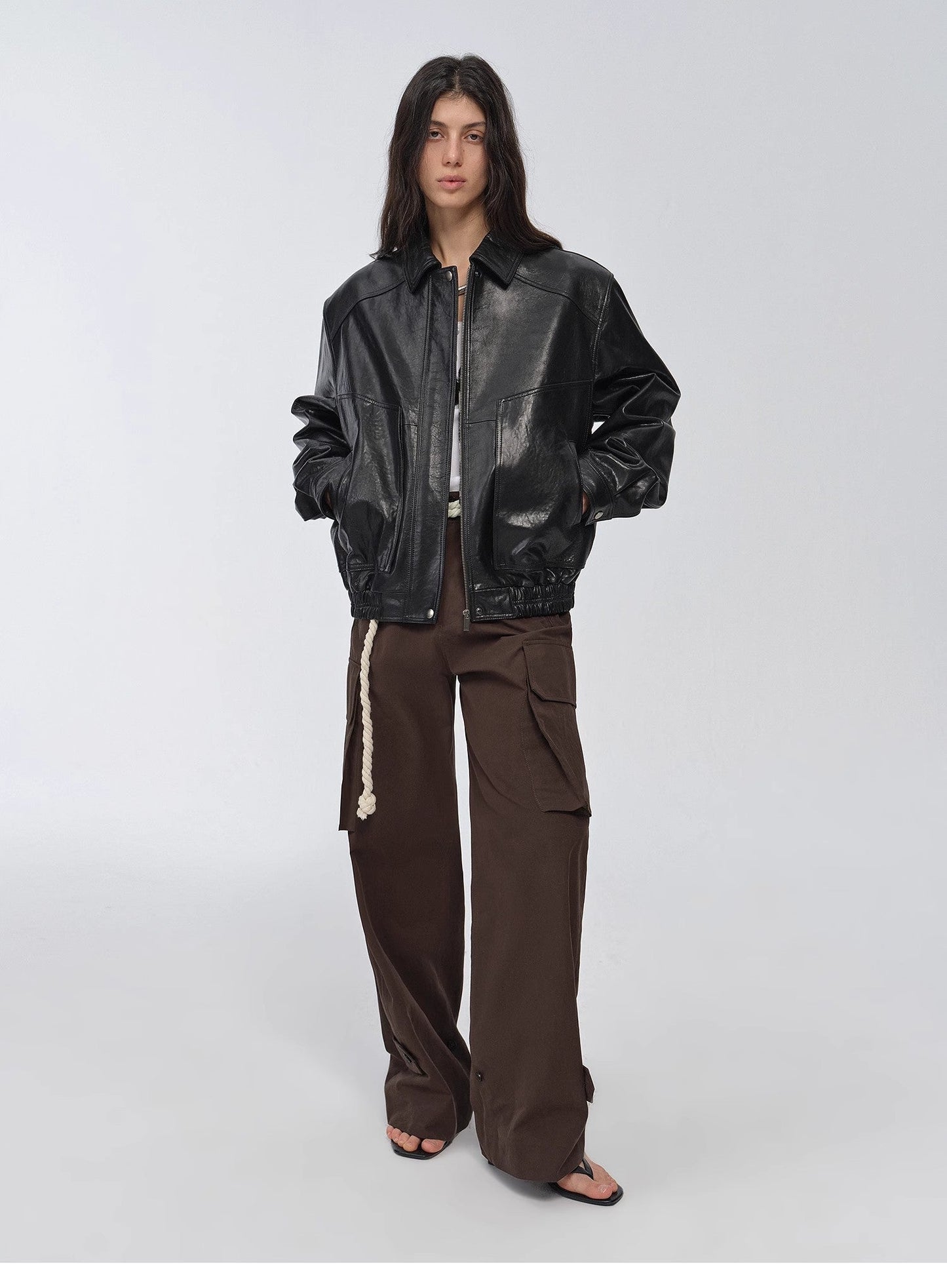 HYSOVA waxed sheep leather retro work jacket coat