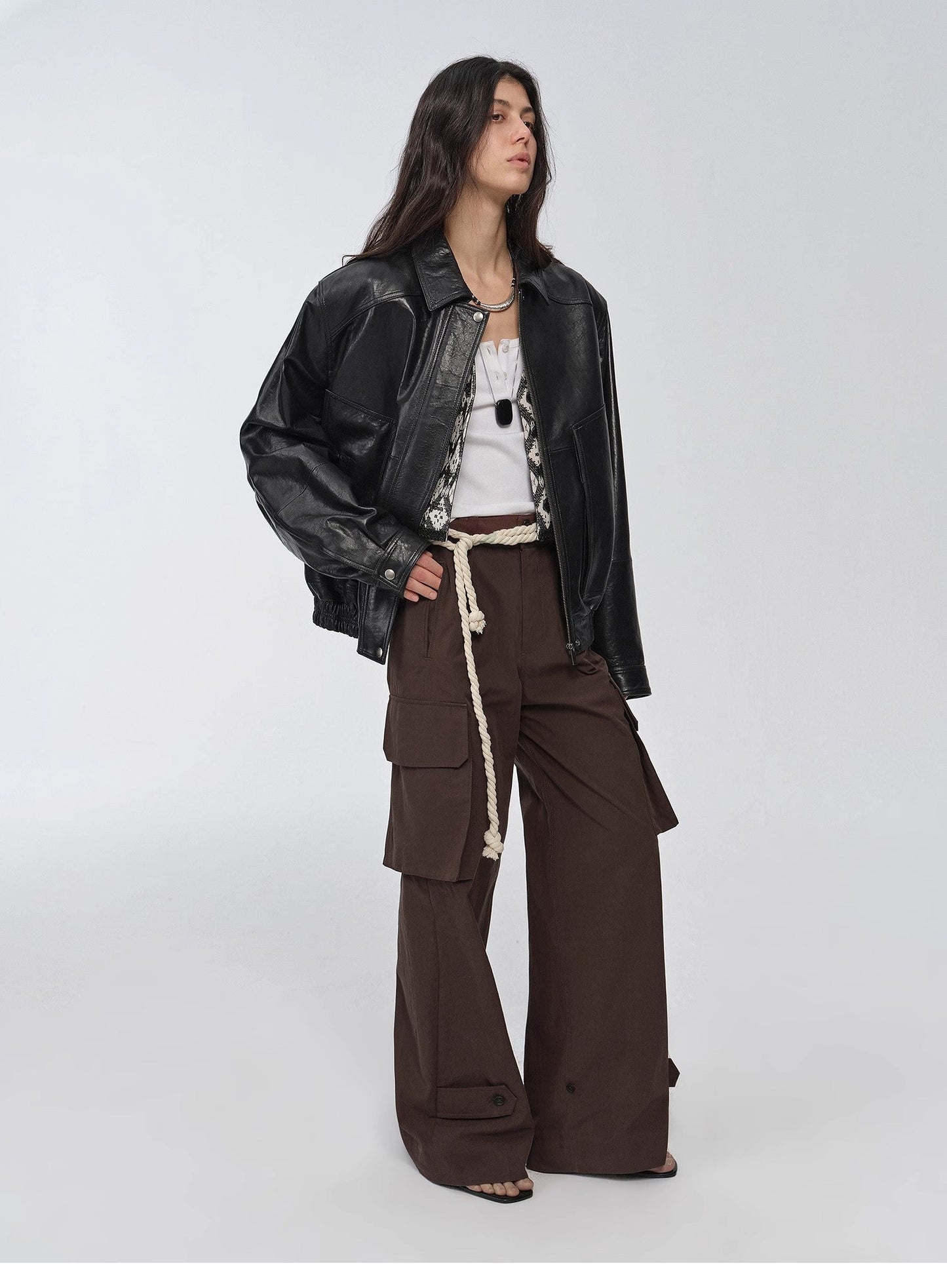 HYSOVA waxed sheep leather retro work jacket coat