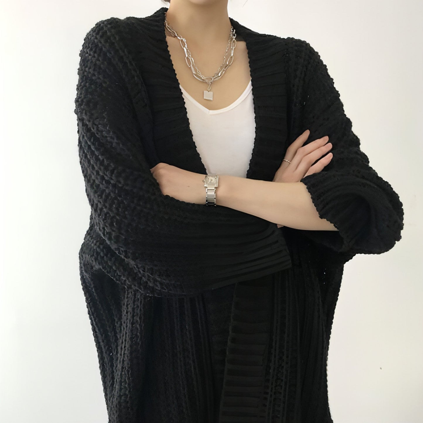 HYSOVA Retro Lazy Coat Loose Mid-length Sweater Jacket Women