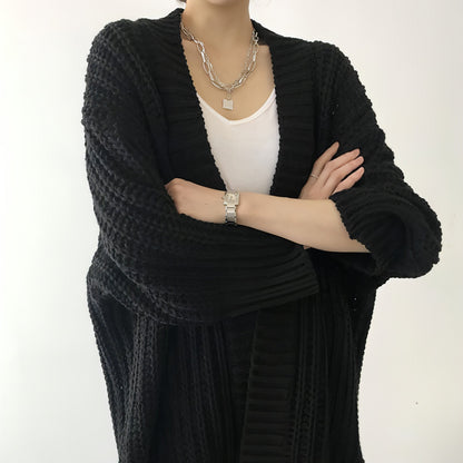 HYSOVA Retro Lazy Coat Loose Mid-length Sweater Jacket Women