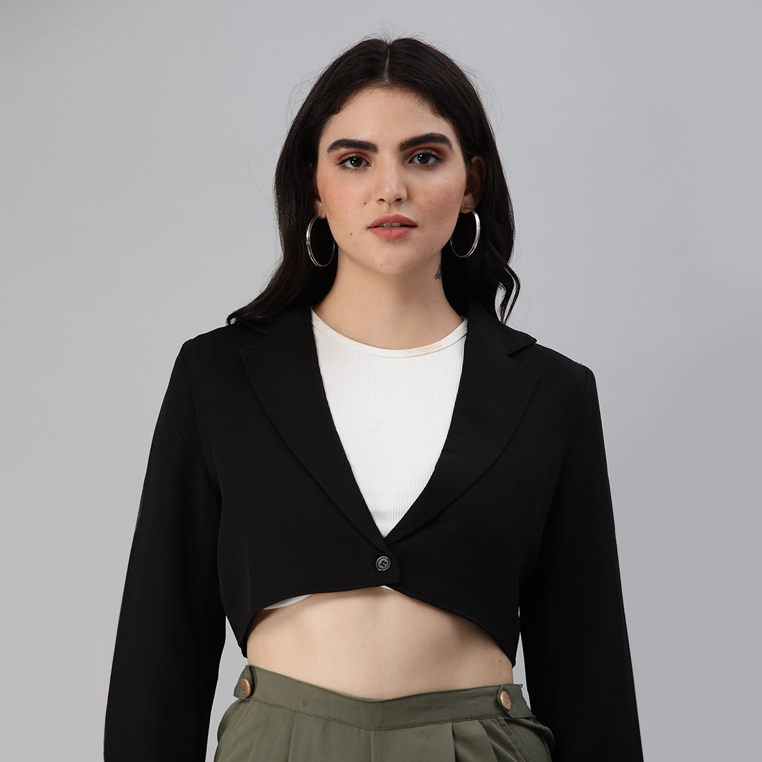 HYSOVA Cropped Tailored Blazer