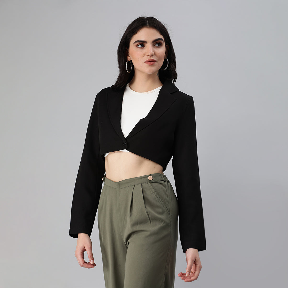 HYSOVA Cropped Tailored Blazer