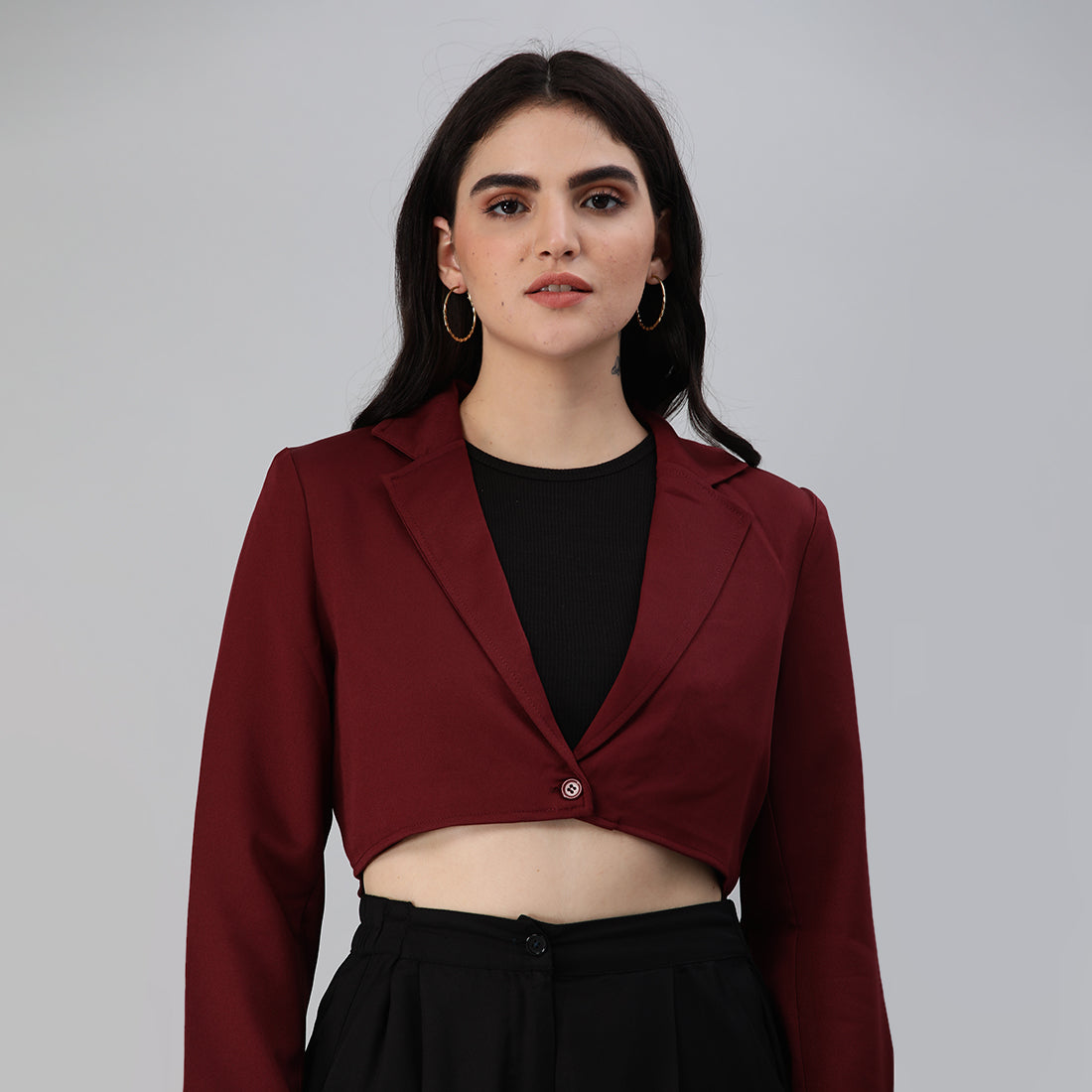 HYSOVA Cropped Tailored Blazer