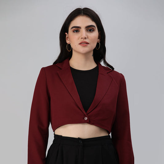 HYSOVA Cropped Tailored Blazer