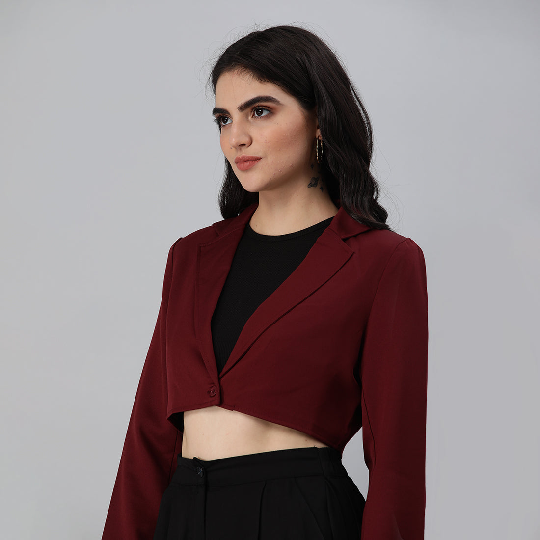 HYSOVA Cropped Tailored Blazer