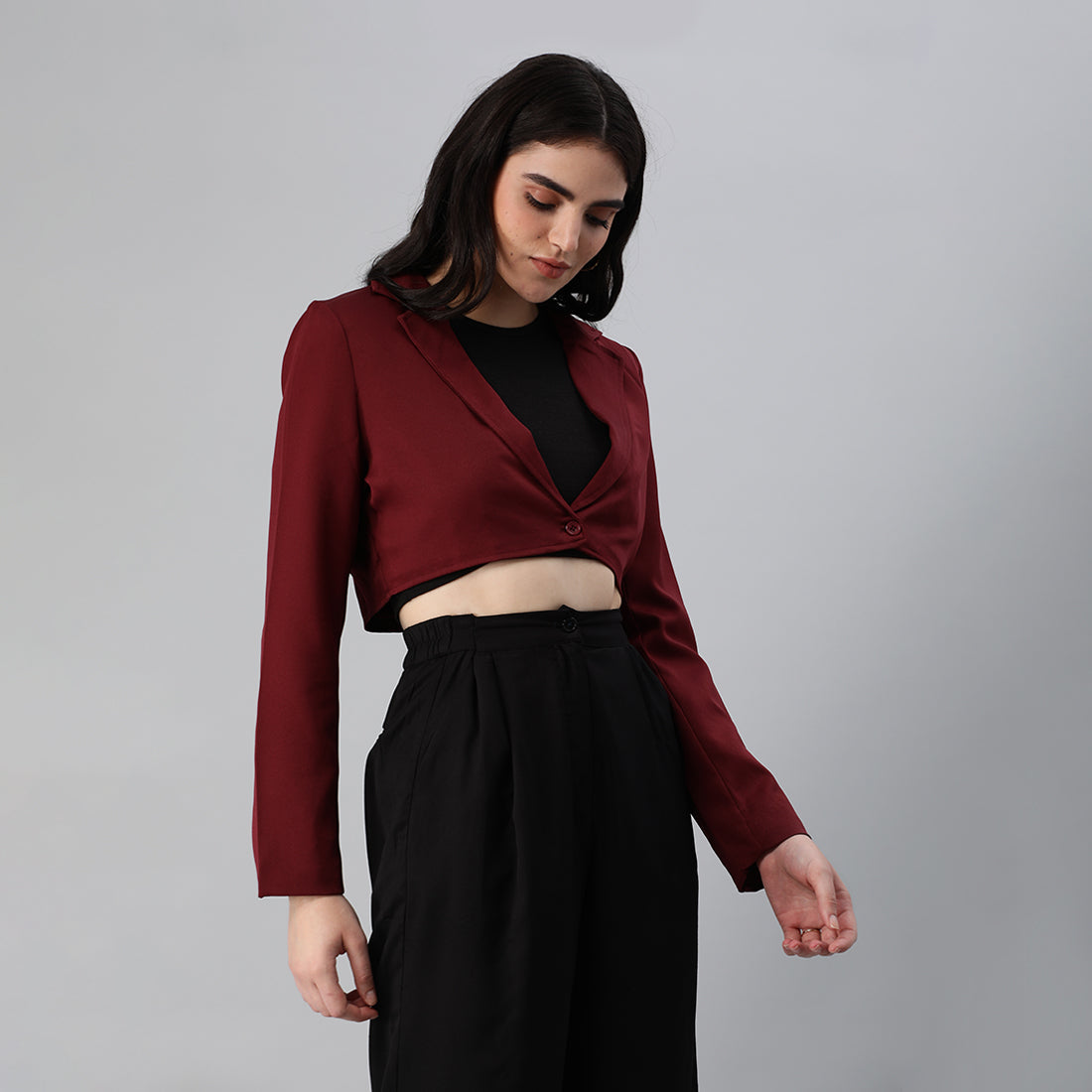 HYSOVA Cropped Tailored Blazer