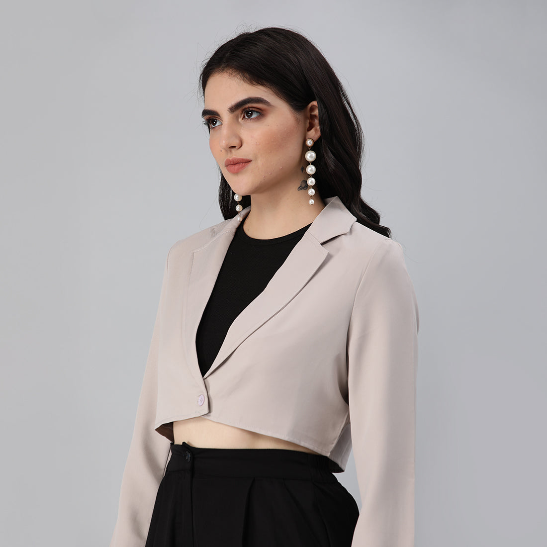 HYSOVA Cropped Tailored Blazer
