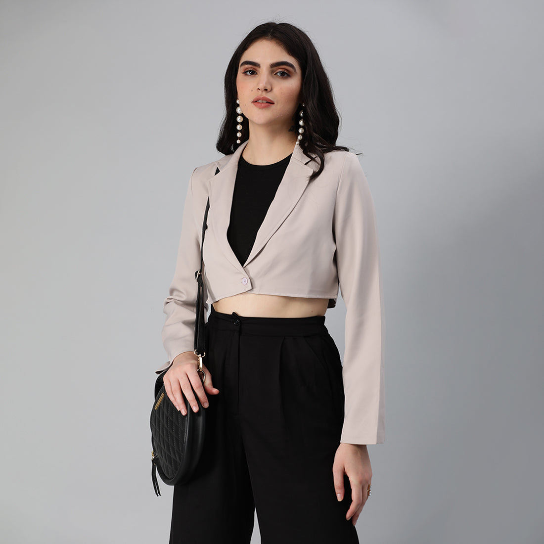 HYSOVA Cropped Tailored Blazer
