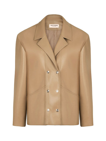 HYSOVA Double Breasted Leather Jacket