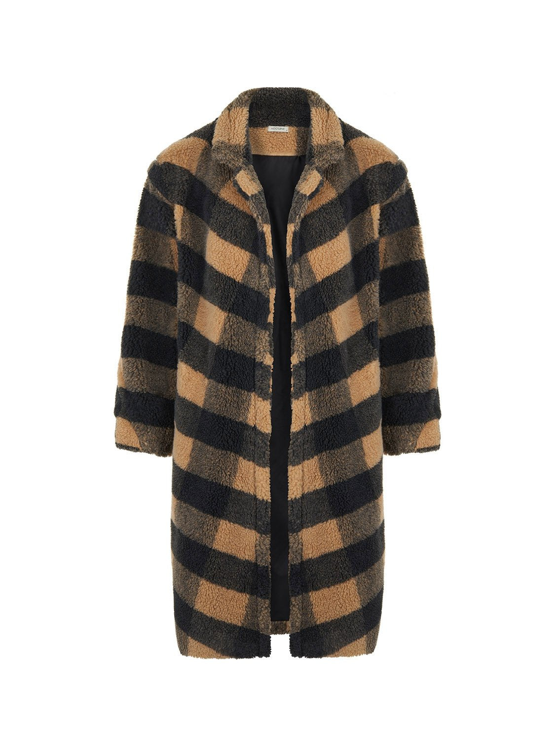 HYSOVA Double Breasted Plaid Faux Fur Coat