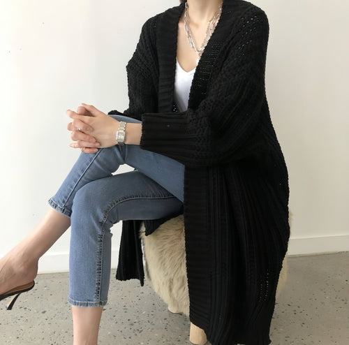 HYSOVA Retro Lazy Coat Loose Mid-length Sweater Jacket Women