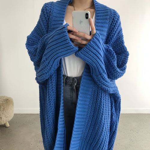 HYSOVA Retro Lazy Coat Loose Mid-length Sweater Jacket Women