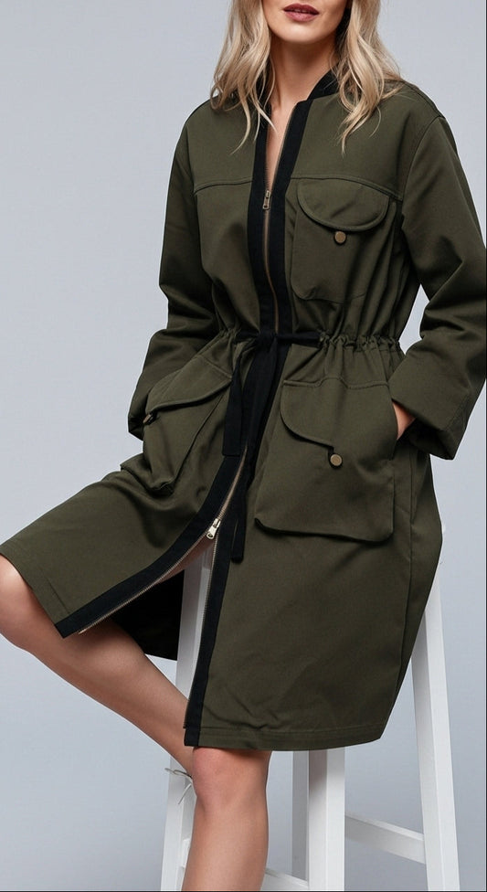 HYSOVA Olive Zip-Up Jacket