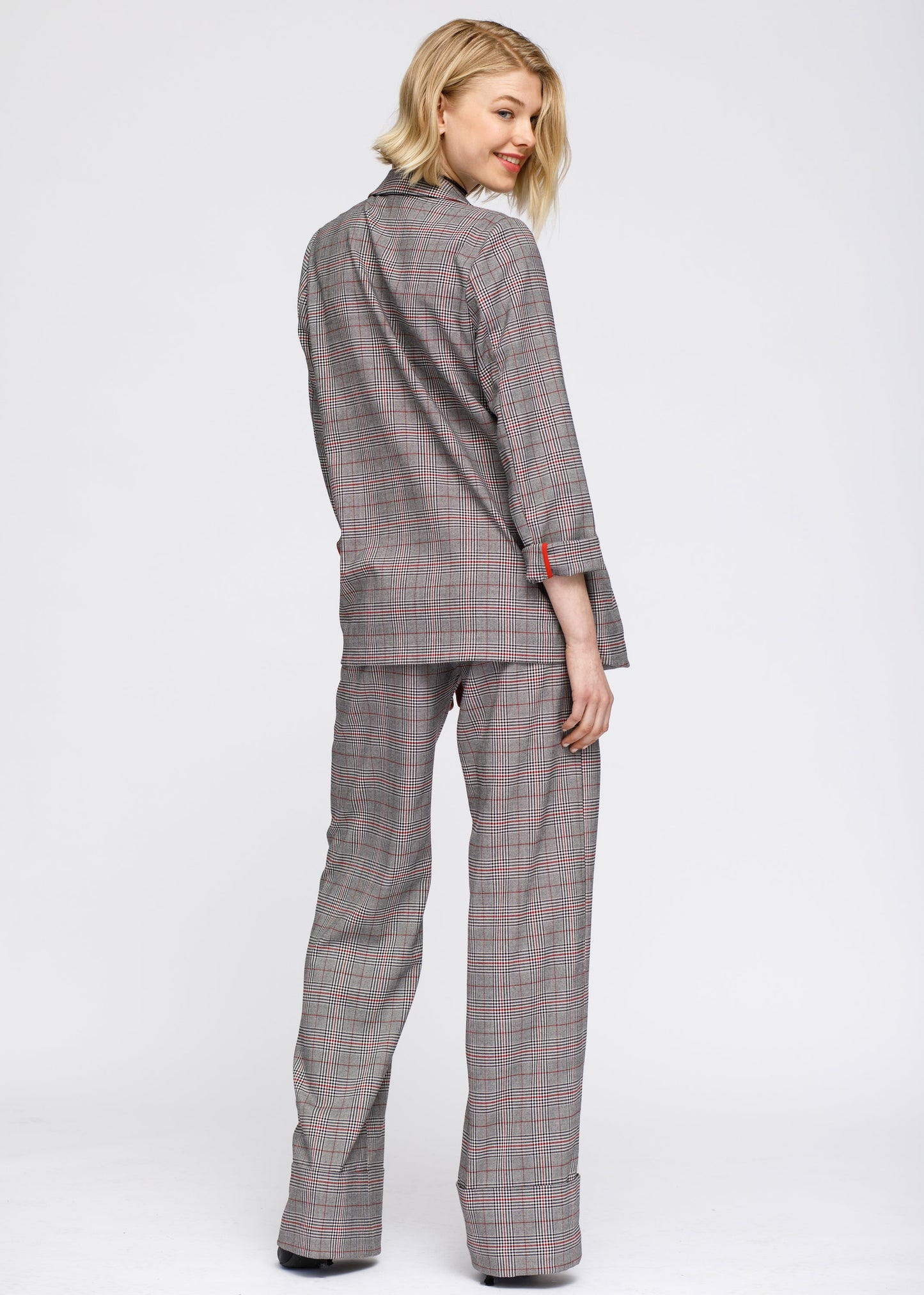 HYSOVA Multi Glen Plaid Blazer In Grey Plaid