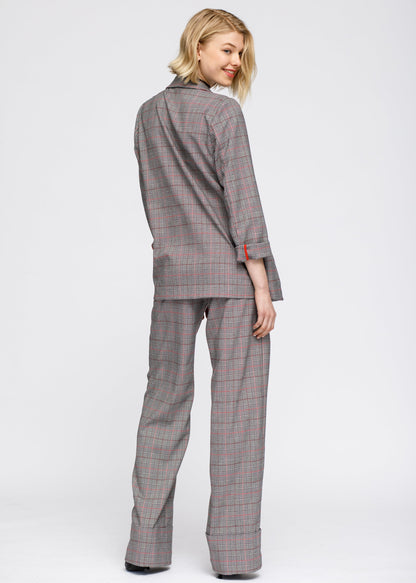 HYSOVA Multi Glen Plaid Blazer In Grey Plaid