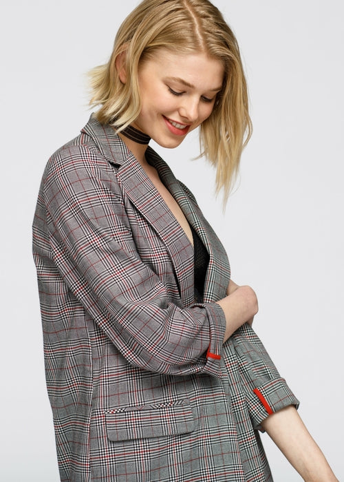 HYSOVA Multi Glen Plaid Blazer In Grey Plaid