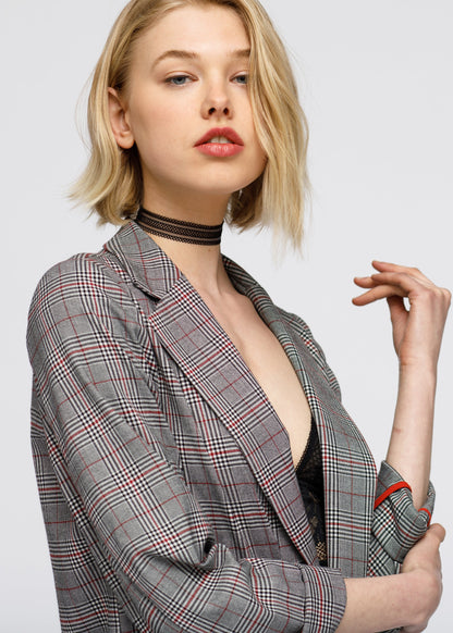 HYSOVA Multi Glen Plaid Blazer In Grey Plaid