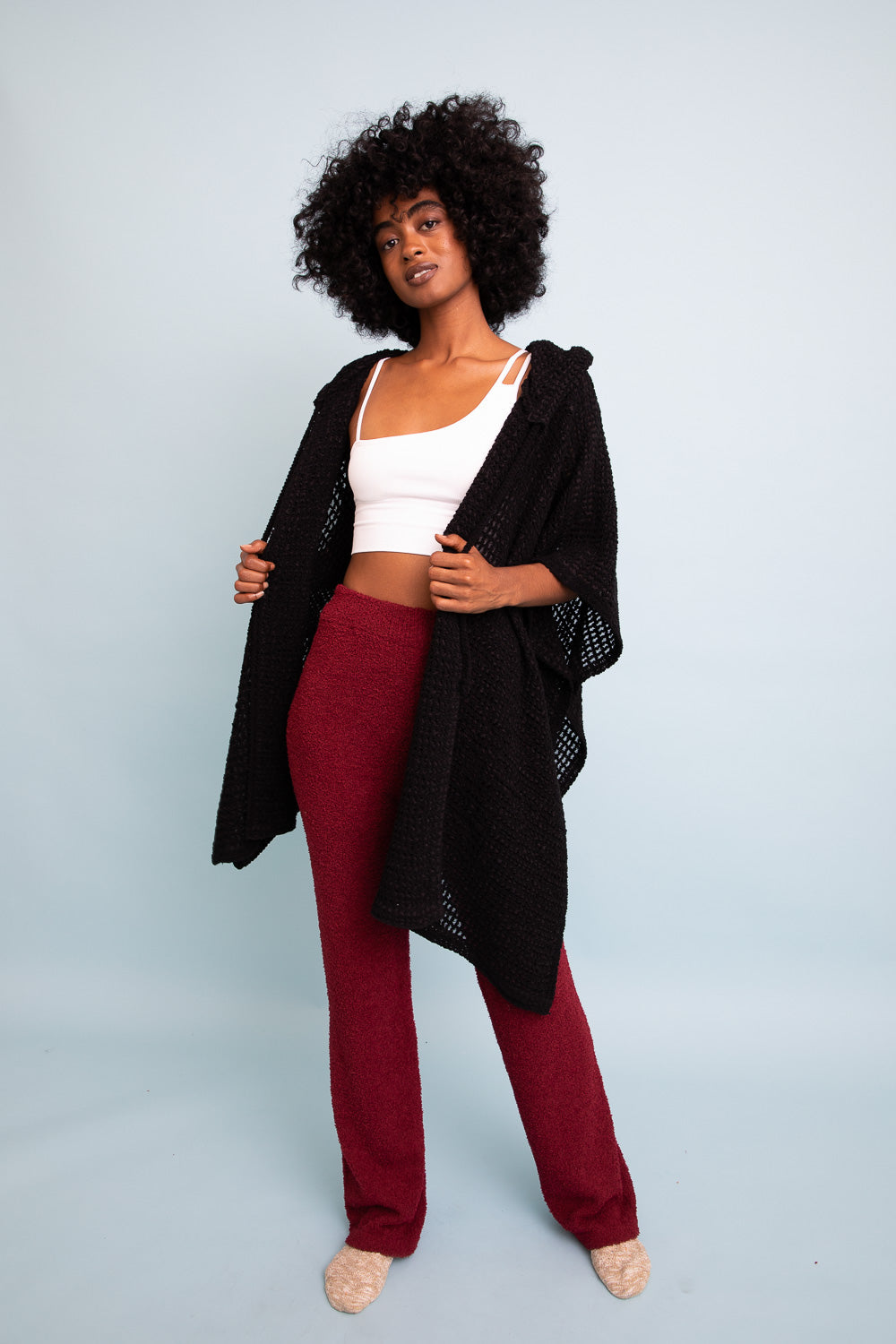 HYSOVA Cozy Soft Waffle Hooded Ruana
