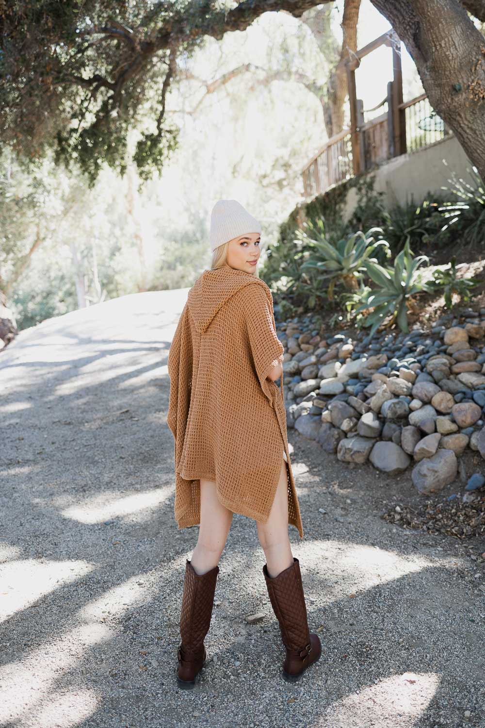HYSOVA Cozy Soft Waffle Hooded Ruana