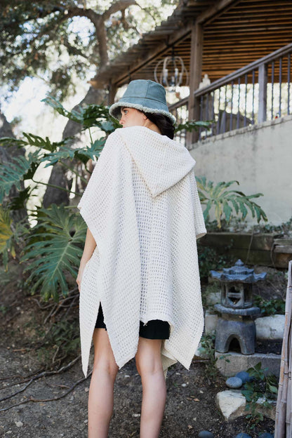 HYSOVA Cozy Soft Waffle Hooded Ruana