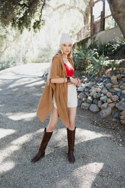HYSOVA Cozy Soft Waffle Hooded Ruana