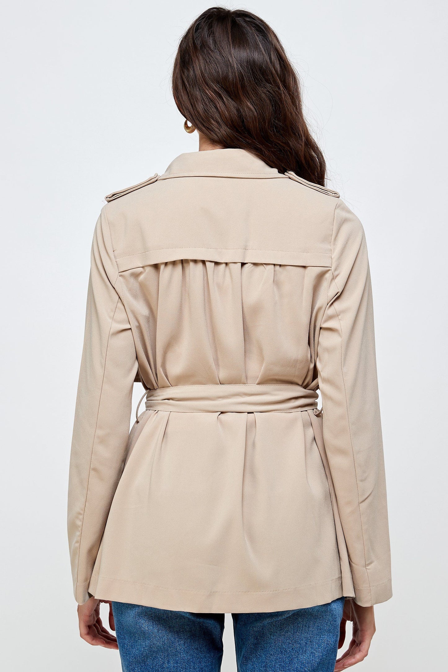 HYSOVA Draped Collar Trench Coat