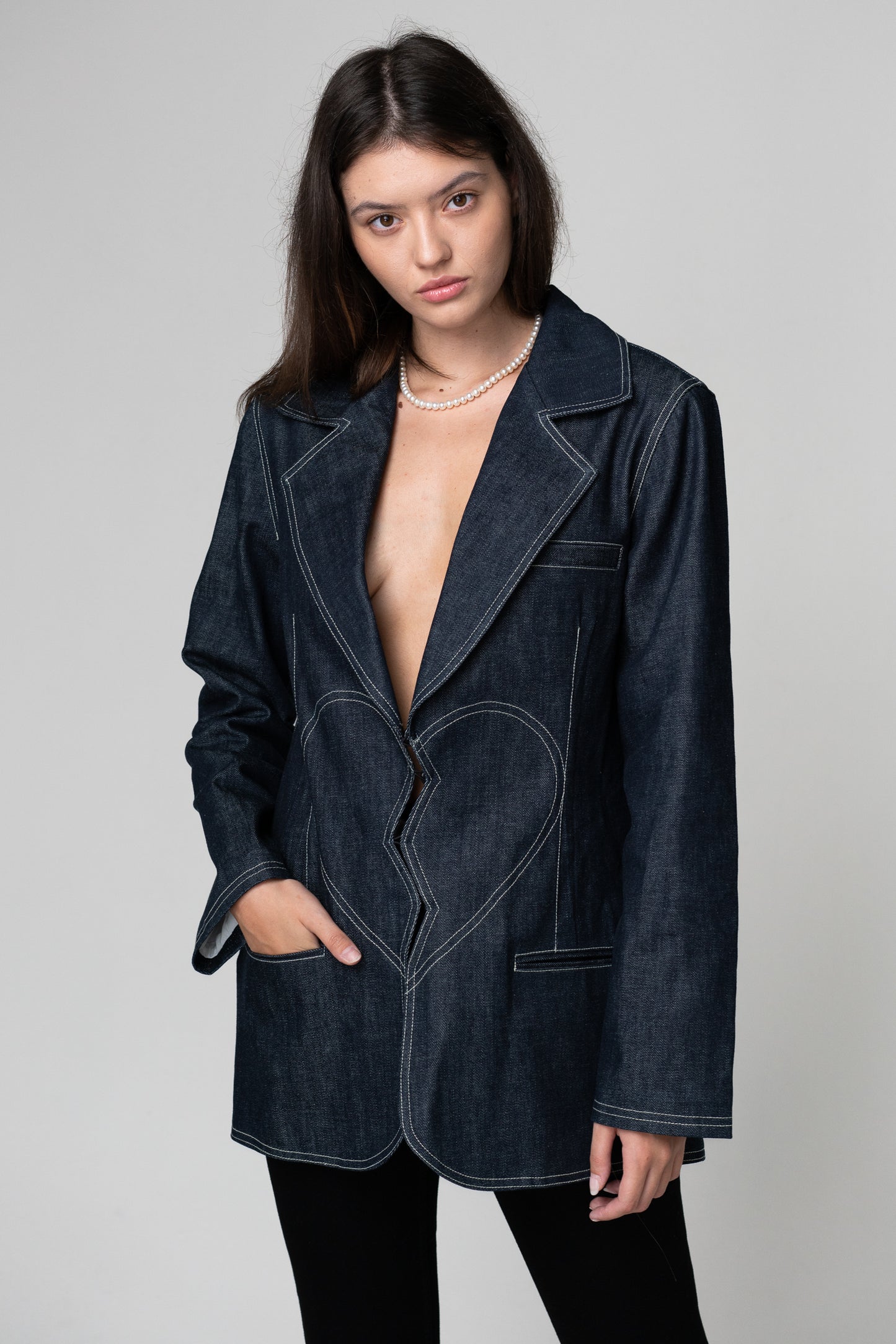 HYSOVA Broken heart denim blazer