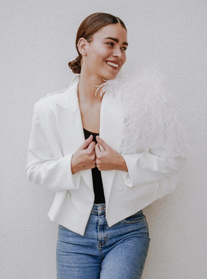 HYSOVA Ostrich Feather Blazer