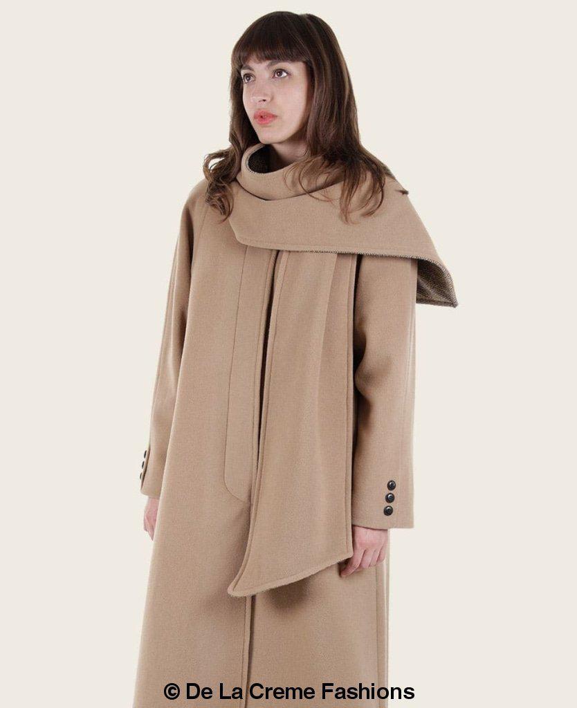HYSOVA Wool & Cashmere Overcoat With Scarf Detail