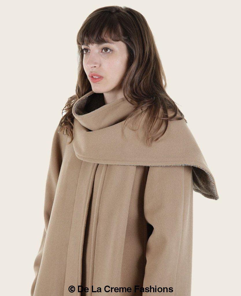 HYSOVA Wool & Cashmere Overcoat With Scarf Detail