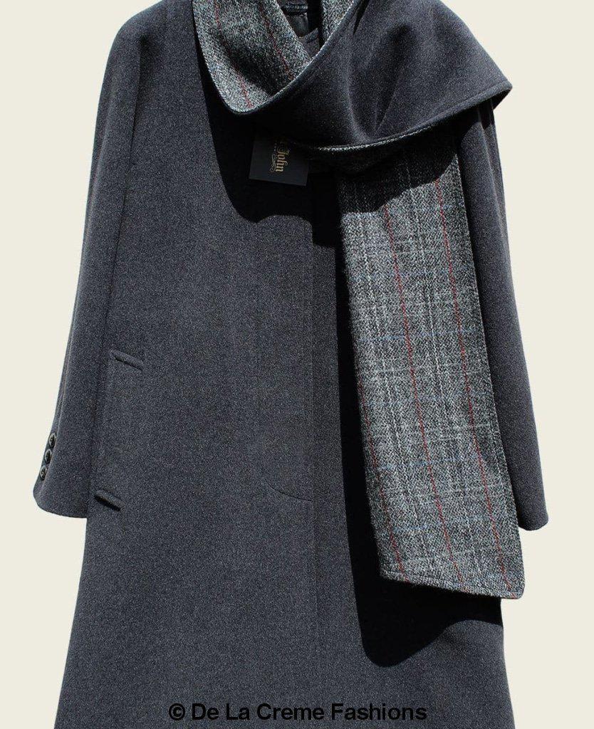 HYSOVA Wool & Cashmere Overcoat With Scarf Detail